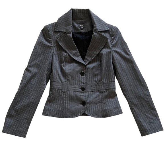 Vintage Y2K Mexx Grey Cinched Waist Pinstripe Blazer Size 6 - Picture 3 of 8